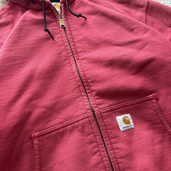 Carhartt Other - Vintage Carhartt Thermal Zip Up Hoodie Mens L Red J149 INR Heavy Workwear Y2K